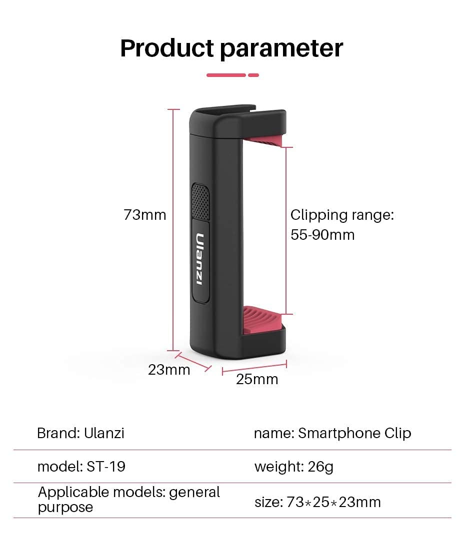 Ulanzi ST-19 Phone Tripod Mount with Cold Shoe Mount for Microphone LED Video Light 1/4'' Tripod Screw for iPhone12/ 11/Pro/10/8 Samsung Galaxy OnePlus Google Pixel Vlog Vlogging