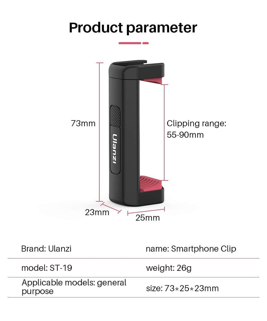 Ulanzi ST-19 Phone Tripod Mount with Cold Shoe Mount for Microphone LED Video Light 1/4'' Tripod Screw for iPhone12/ 11/Pro/10/8 Samsung Galaxy OnePlus Google Pixel Vlog Vlogging