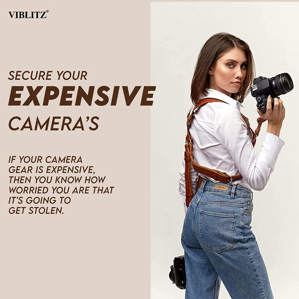 Viblitz® Camera Strap, Double Shoulder Sling Strap DSLR Quick-Release Shoulder Strap Compatible for All DSLR/SLR Cameras, Canon/Nikon/Sony