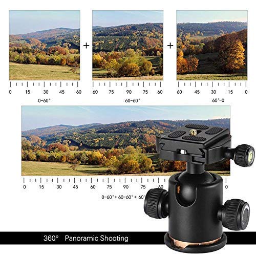 HIFFIN®Professional Metal 360 Degree Rotating Panoramic Ball Head with 1/4 inch Quick Release Plate and Bubble Level,up to 17.6pounds/8kilograms,for Tripod,Monopod,Slider,DSLR Camera,Camcorder