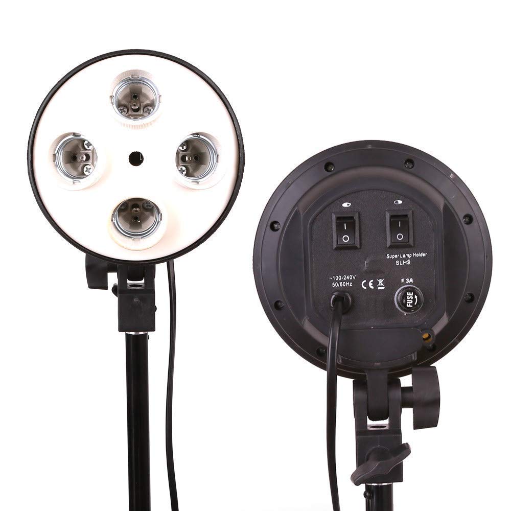 HIFFIN® Photography Photo Light Lamp Bulb Holder E27 Socket Bracket Studio EU Plug (E27 4 LAMP Holder)