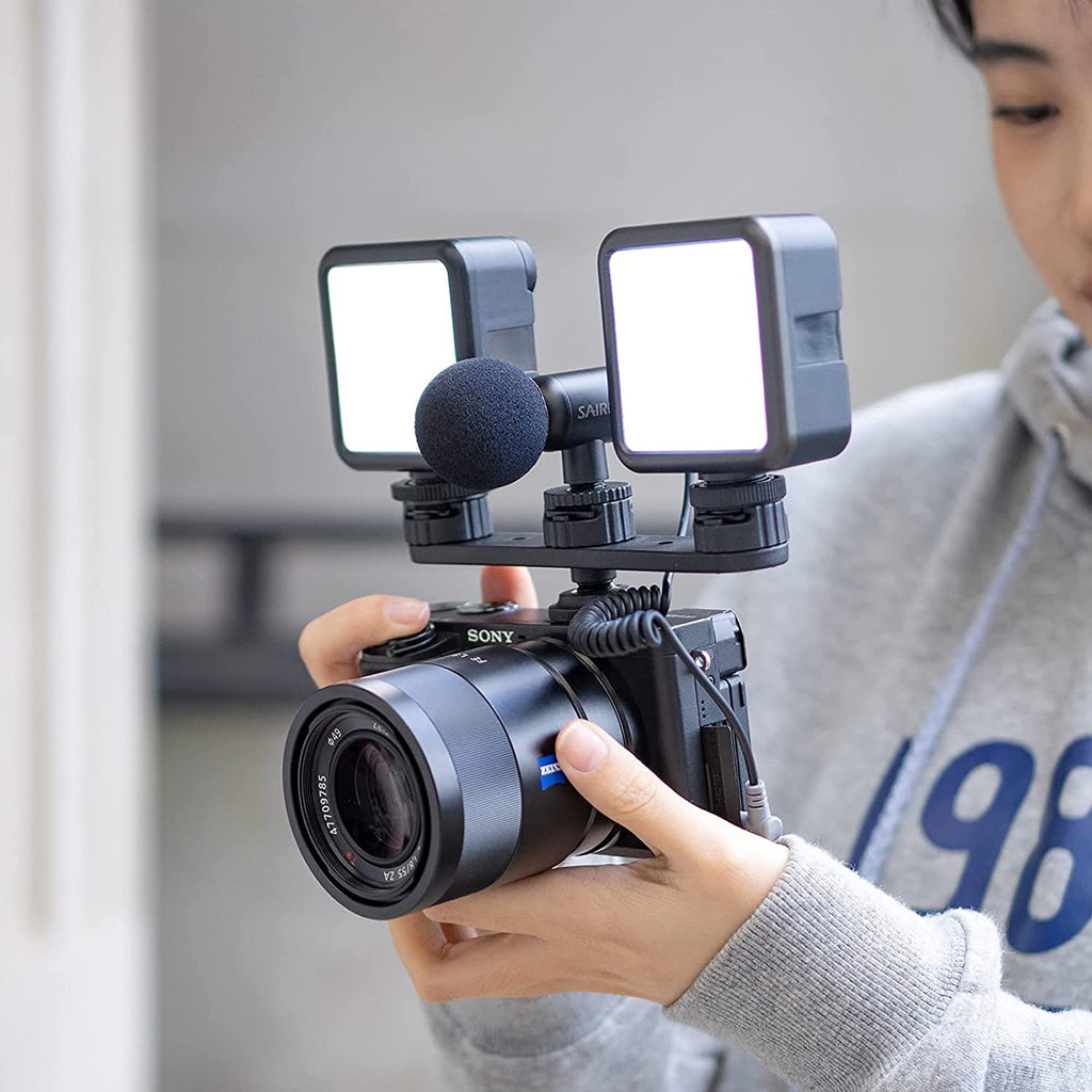 Camera Cold Shoe Extension Mount, PT-23 Triple Hot Shoe DSLR Plate Microphone LED Video Light Stand Gimbals Extendable Bar Vlog Accessories Kits for Gopro iPhone Sony Canon