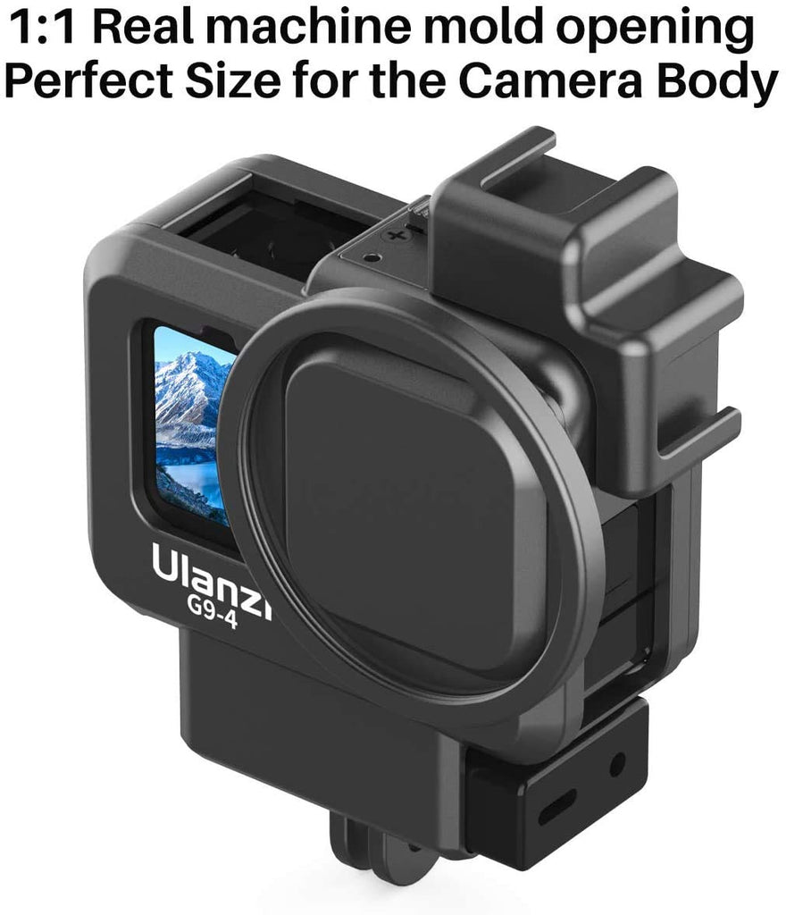 HIFFIN® Ulanzi Housing Cage for Gopro 9,10 &11 , Ulanzi G9-4 Housing Cage Protective Case Frame Shell for Gopro Hero 9-4 with Cold Shoe Mount Compatible with Tripod Selfie Stick
