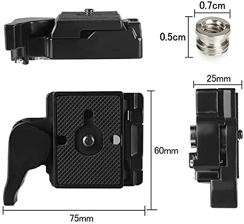 HIFFIN® H2 Quick Release Plate Compatible for Man frotto 200PL-14 QR Plates Adapter with Rapid Connect Clamp and 1/4'' to 3/8'' Screw for DSLR Camera Tripod Ball Head