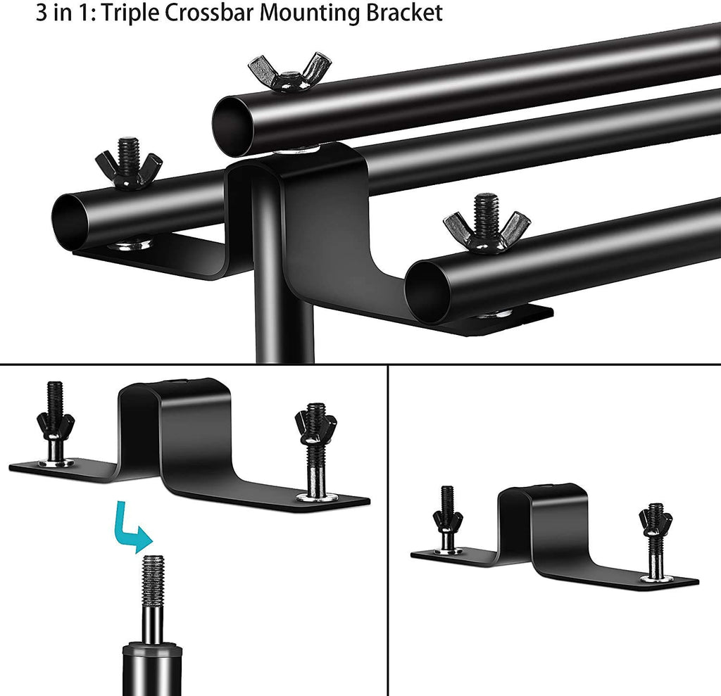 HIFFIN® Triple Crossbar 10 ft Wide 8.5 ft Height Backdrop Stand, Photo Video Studio Heavy Duty Adjustable Photography Muslin Background Support System Kit - 3 in 1 Multi Backdrop Stand