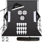 HIFFIN® 5 PRO Quadlux Mark III Soft Led Still & Video Light Softbox 3 Point Lighting Kit with Backdrop Stand, 9x10ft Photo Video Studio Muslin 1 x Curtain Black | Stand Backdrop Support System Kit