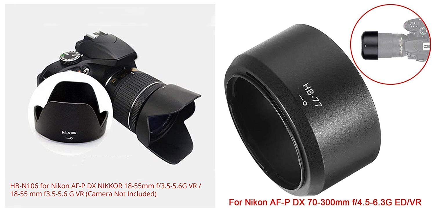 HIFFIN® Lens Hood HB-N106 And HB-77 For Nikon af-9 18-55mm Nikon 70-