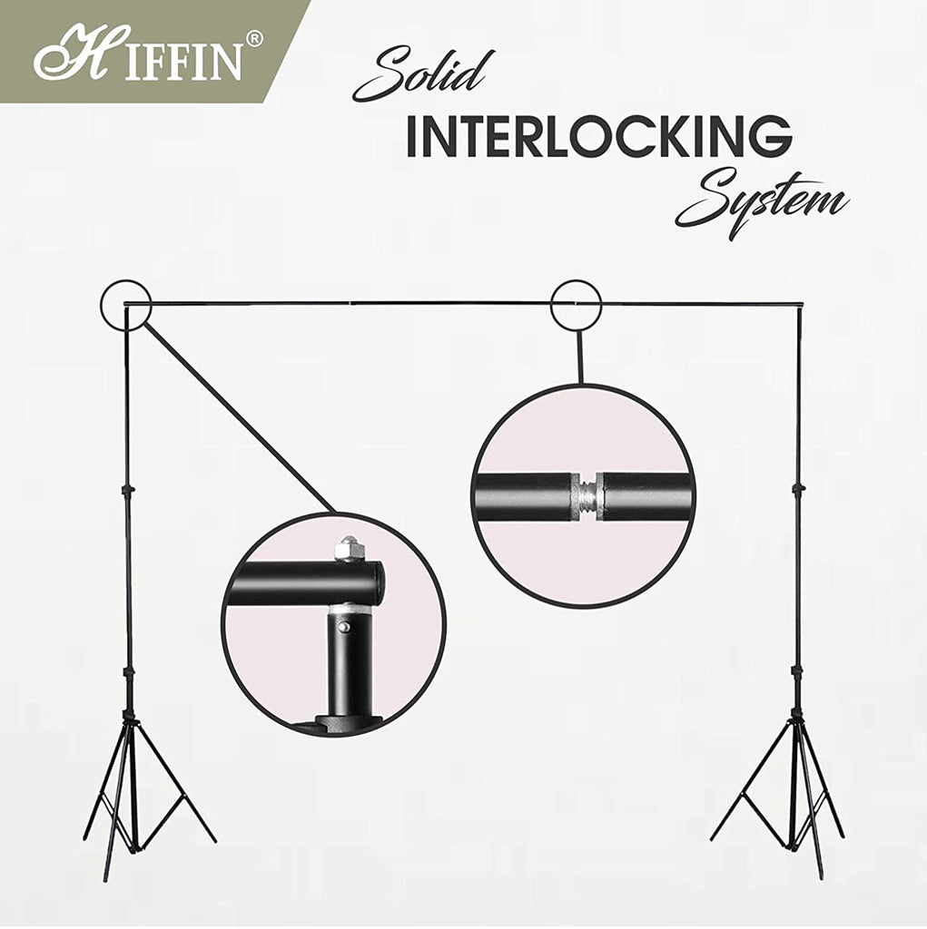 HIFFIN Studio Background Support Kit for Backdrop Photography and Videography (9ft x 9ft) | Portable and Foldable Stand Kit with Carry Bag