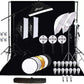 HIFFIN® Photography 5 Point Lighting Kit Background Support System with 1 Black Color Backdrop, 2 Umbrella, 3 Softbox, Continuous Lighting Backdrop Kit...