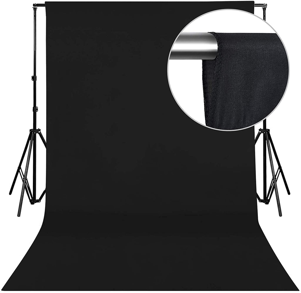 HIFFIN® PRO 8 ft. X 12 ft. Long Life Time Reusable Black Screen Chromakey Photo Video Photography Studio Fabric Backdrop, Background, Pure Black Muslin, Photography Studio