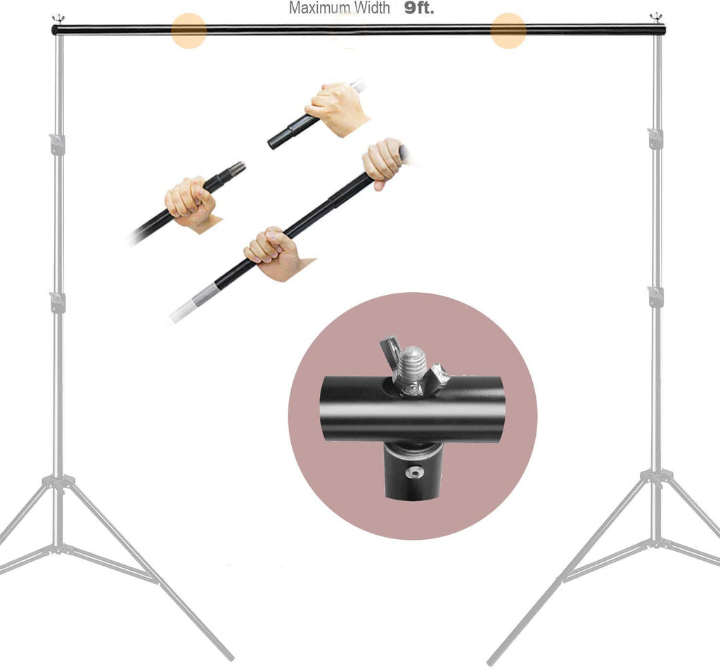 HIFFIN® Curtain Rods with Conversion Adapter Convert The Light Stand into a Background System 3 Feet Each Rod 3 Pcs Set (Curtain Rods with Conversion Adapter)