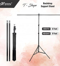 HIFFIN® Green Screen Backdrop 6x10 ft with 9 ft Stand - 6x9 ft Photography Backdrop with 2 Pcs Spring Clamps, 1PCs Carry Bag (T Shape Kit C2 C1 Green & Double Holder Kit M1)