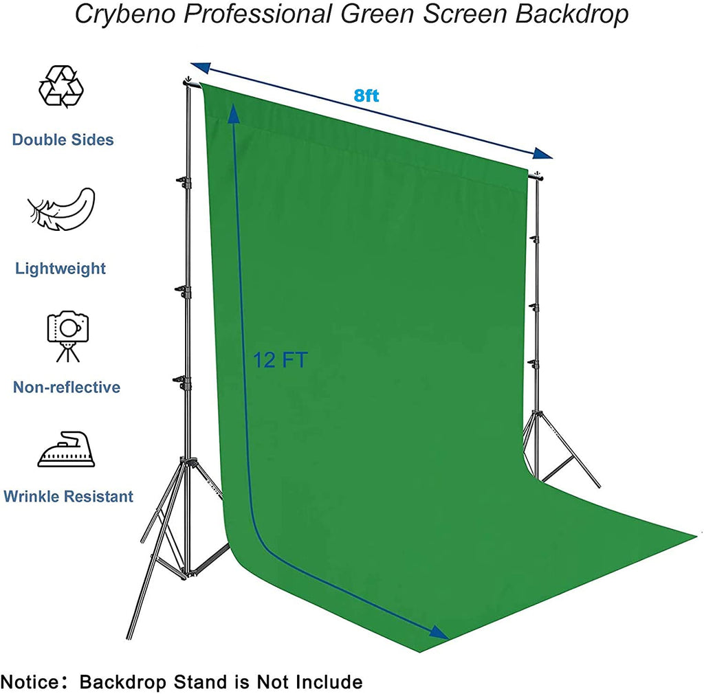 HIFFIN® PRO 8 ft. X 12 ft. Long Life Time Reusable Green Screen Chromakey Photo Video Photography Studio Fabric Backdrop, Background, Pure Green Muslin, Photography Studio