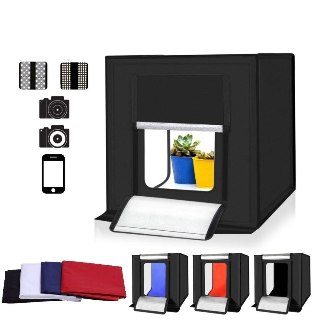 HIFFIN® 832"/80CM Photo Studio Light Box Shooting Tent, Adjustable 126 LED Panel Light Bulbs with Table Top Softbox Cube, 3 Colors Backdrops(Black...