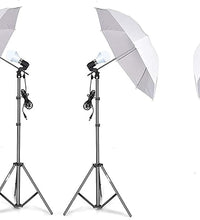 HIFFIN® E27 Studio Single Holder KIT Umbrella White + Studio Light Stand 9 FT+ Umbrella and Bulb Holder E27 Single Holder kit Mark IV (4 Single Holder,4 Light Stand 9FT,4 Umbrella, 4 18 WT LED Blub)