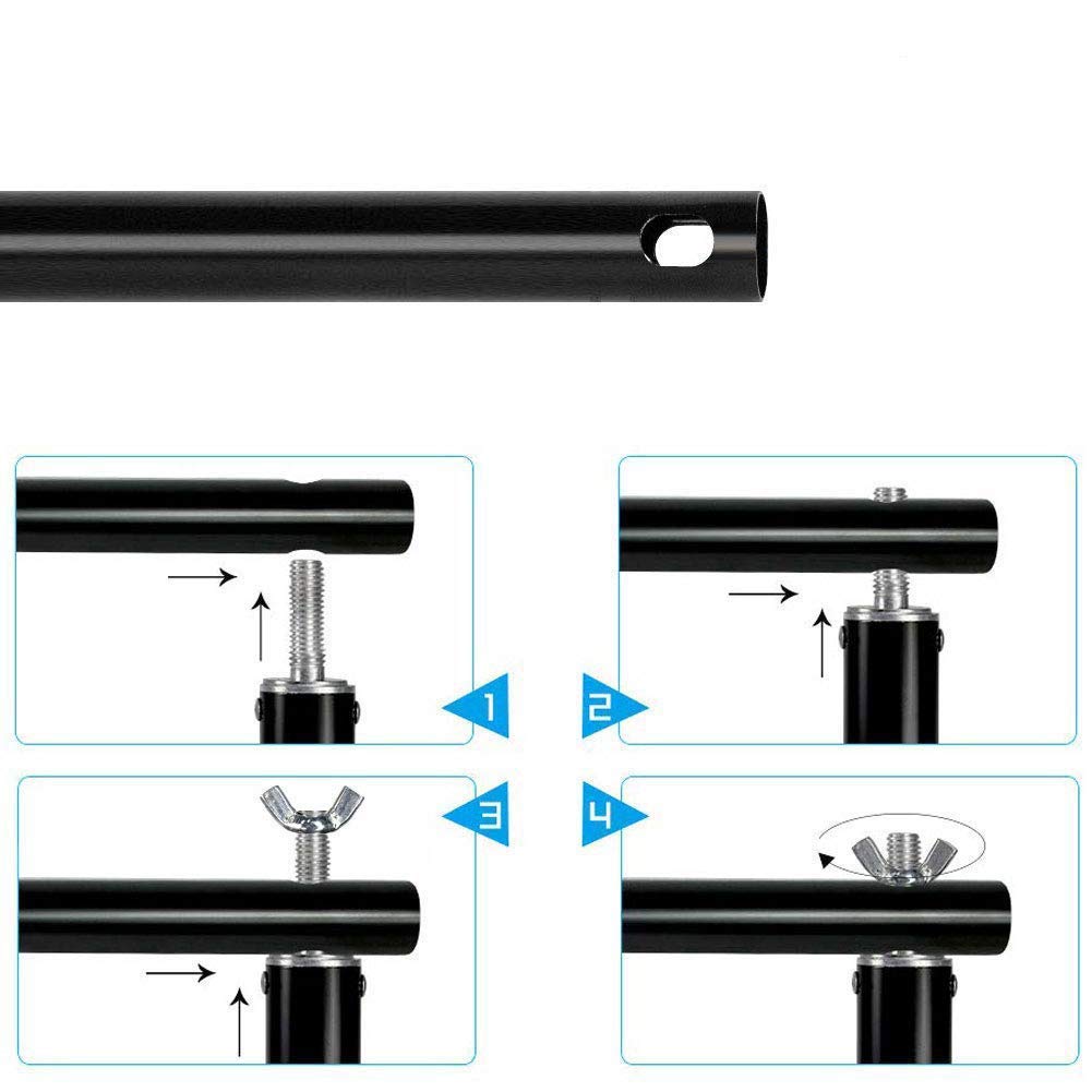 HIFFIN® Curtain Rods with Conversion Adapter Convert The Light Stand into a Background System 3 Feet Each Rod 3 Pcs Set (Curtain Rods with Conversion Adapter)