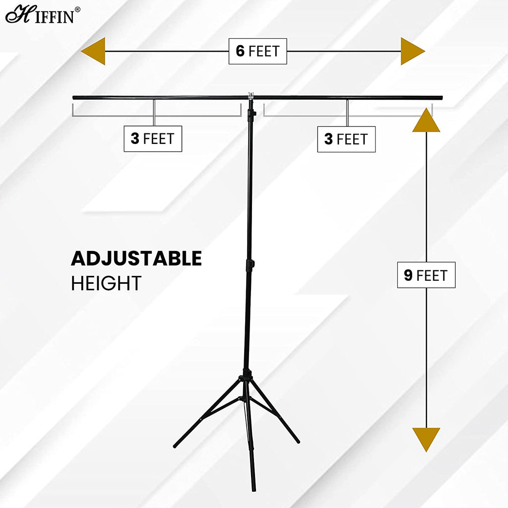 HIFFIN® Blue|Grey Screen Backdrop 8x12 ft with Stand -6x9FT Photography Backdrop with 1PC 6.5FT T-Shape Backdrop Stands, 4PCs Spring Clamps, 1PCs Carry Bag