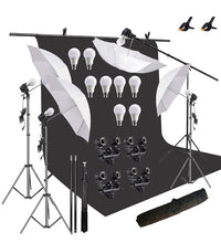 HIFFIN® Black Screen Backdrop 8x12 ft with 9 ft Stand - 3 Packs 6x9 ft Photography Backdrop with 2 Pcs Spring Clamps, 1PCs Carry Bag (T Shape Kit C2 C1 B & Double Holder Kit M4)