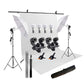 HIFFIN® White Screen Backdrop 8x12 ft with 9 ft Stand - 3 Packs 6x9 ft Photography Backdrop with 2 Pcs Spring Clamps, 1PCs Carry Bag (T Shape Kit C2 C1 W & Double Holder Kit M2)