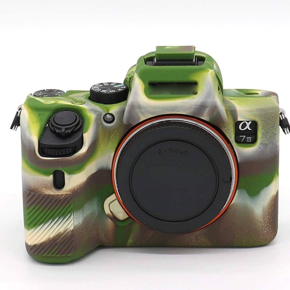 HIFFIN®Silicon Cover Case Compatible for Sony Alpha A7R3, Professional Silicone Rubber Camera Case Cover Detachable Protective (Green Amry)