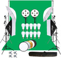 HIFFIN® Lighting Kit Adjustable Max Size 8x14ft Background Support System 1 Green Color Backdrop Fabric Photo Studio Softbox Sets Continuous Umbrella...