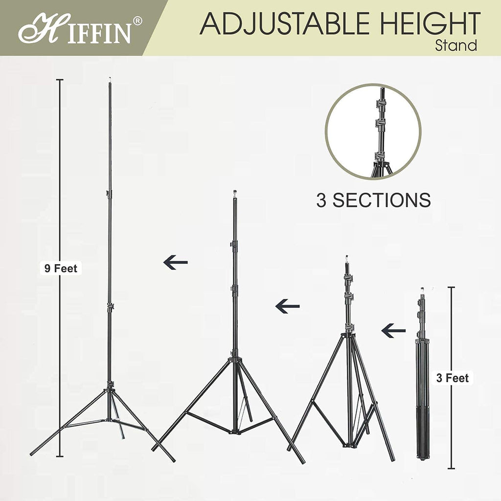 HIFFIN® White Screen Backdrop 8x12 ft with 9 ft Stand - 3 Packs 6x9 ft Photography Backdrop with 2 Pcs Spring Clamps, 1PCs Carry Bag (T Shape Kit C2 C1 W & Double Holder Kit M2)