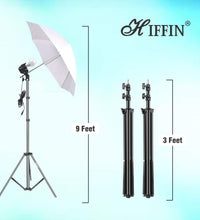 HIFFIN E27 Studio Double Holder KIT Umbrella White + Studio Light Stand 9 FT+ Umbrella and Bulb Holder KIT Set of 2