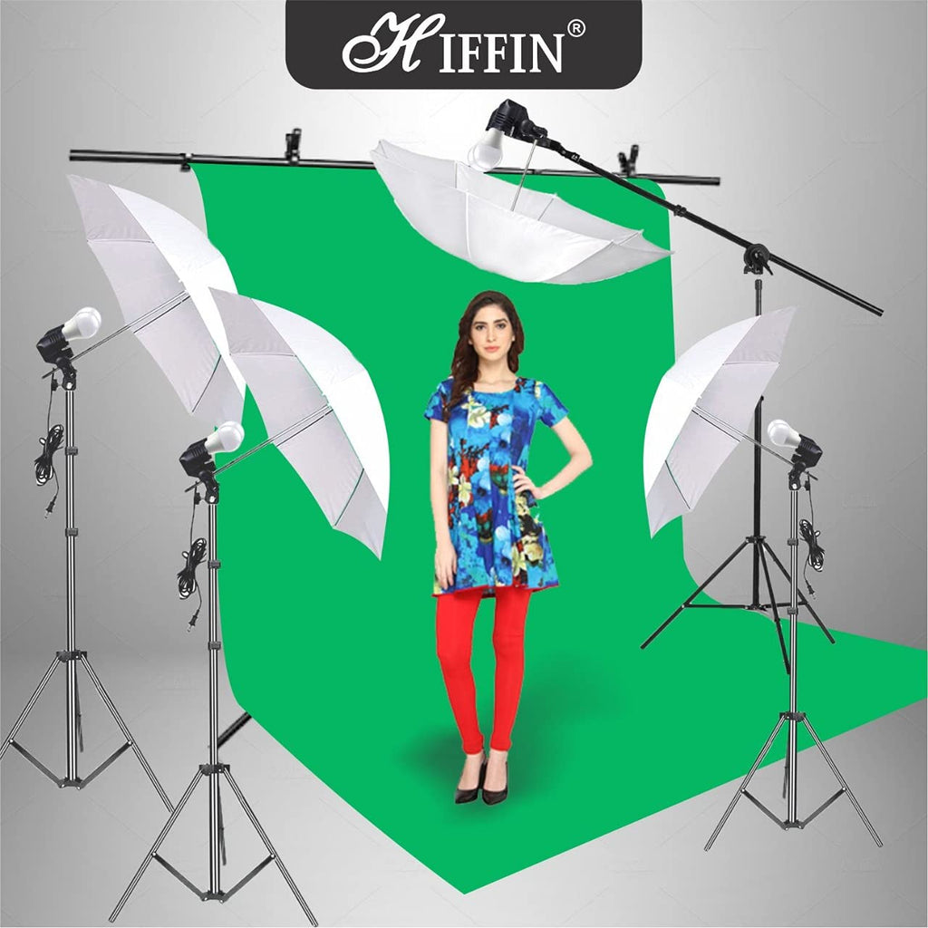 HIFFIN® Green Screen Backdrop 8x12 ft with 9 ft Stand - 3 Packs 6x9 ft Photography Backdrop with 2 Pcs Spring Clamps, 1PCs Carry Bag (T Shape Kit C2 C1 G & Double Holder Kit M4)