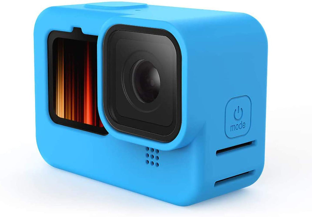 HIFFIN® Protective Silicone Sleeve Case + Lanyard Accessories Soft Rubber Frame Cover Protection for Go Pro Compatible with GoPro Hero 9 Blue Action Camera (Blue)