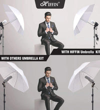 HIFFIN E27 3 Point Studio Triple Holder Kit Umbrella White + Studio Light Stand 9 FT Bulb Holder KIT Mark III | 3 Triple Holder | 3 Light Stand 9ft | 3 Umbrella | 9 20 W LED Bulb | 1 Boom | 1 Bag