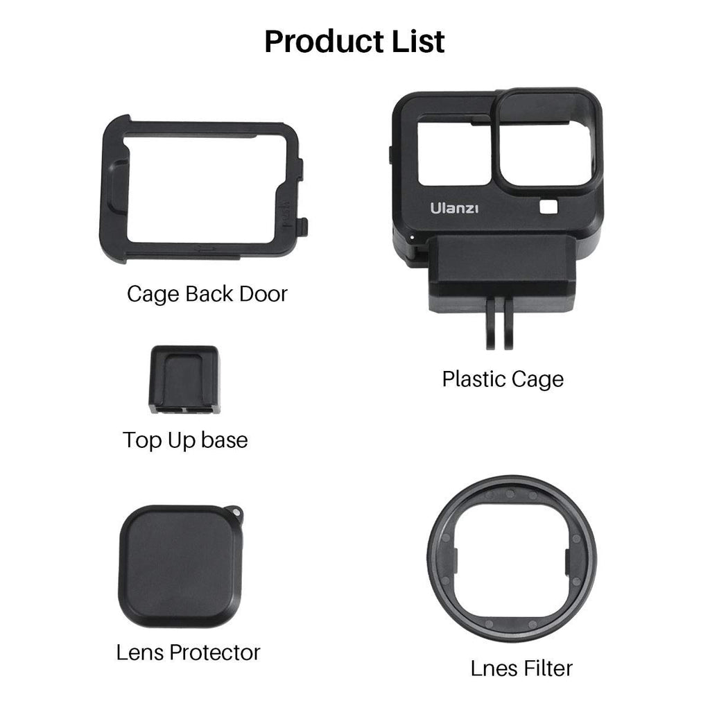 HIFFIN® G8-9 Plastic Vlog Case for Gopro 8 Cold Shoe Mount 52MM Filter Adapter Ring Battery Mic Adapter for Gopro 8 Vlog