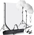 HIFFIN®Photography Photo Video Studio Background Stand Support Kit with Muslin Backdrop Kits (White Black),Daylight Umbrella Lighting Kit(E27 Single...