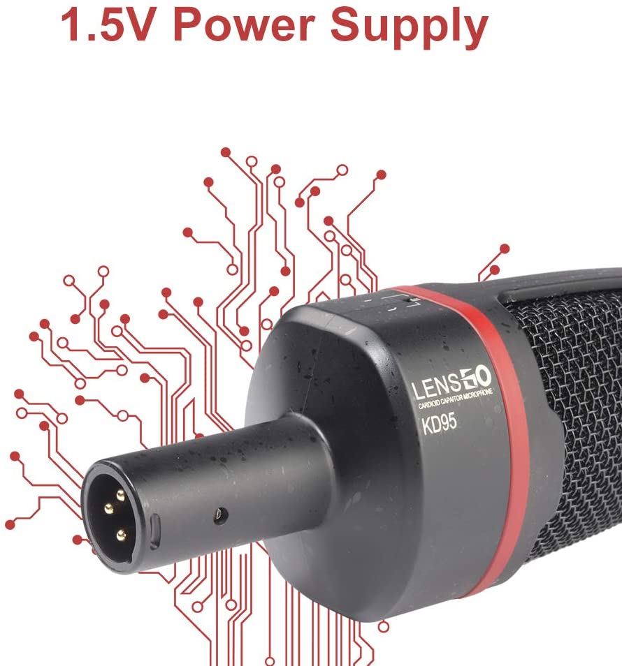 LENSGO KD95 Professional Cardioid Capaitor Studio Condenser Microphone Mic with XLR to 3.5mm Cable for Podcasting, Streaming, Vocal Recording, Singer, Podcaster, Skype, YouTube (Black)