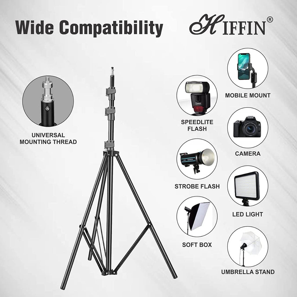 HIFFIN® Extra-Heavy-Duty 14 feet Light Stand - Portable & Foldable Stands for Ring Light, Flash, Reflector, Diffuser, Professional Photo & Video Studio Shooting
