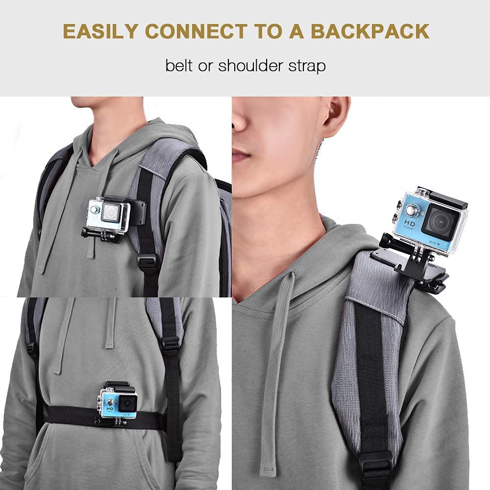 HIFFIN® 360 Degree Backpack Hat Belt Clip Clamp Mount for Go Pro Hero 2/3/3+ (Black)