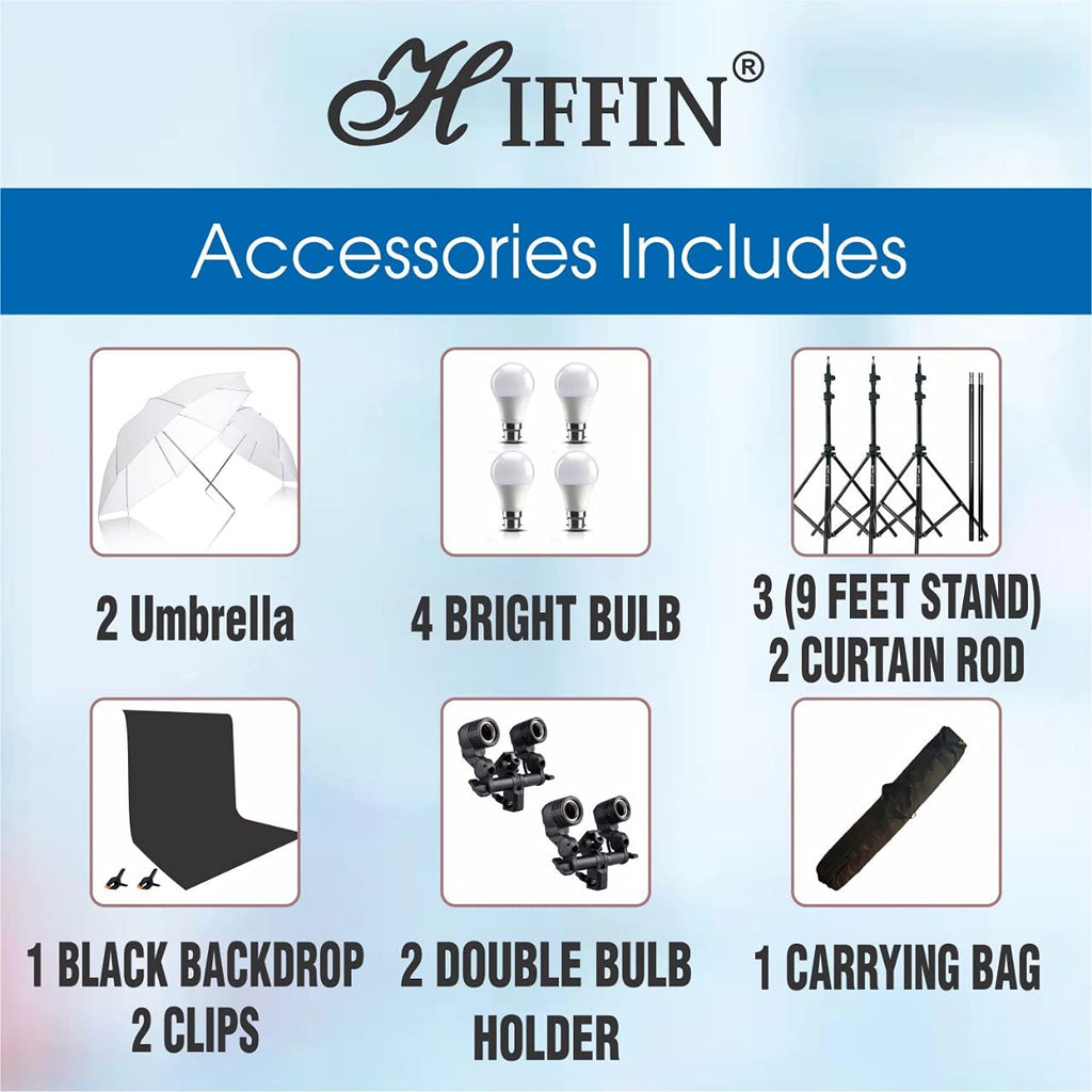 HIFFIN® Black Screen Backdrop 8x12 ft with 9 ft Stand - 3 Packs 6x9 ft Photography Backdrop with 2 Pcs Spring Clamps, 1PCs Carry Bag (T Shape Kit C2 C1 B & Double Holder Kit M2)