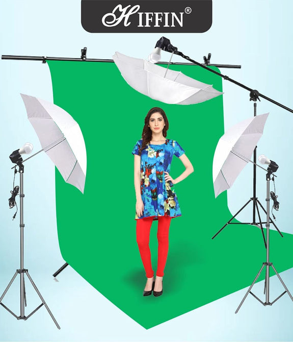 HIFFIN® Green Screen Backdrop 8x12 ft with 9 ft Stand - 3 Packs 6x9 ft Photography Backdrop with 2 Pcs Spring Clamps, 1PCs Carry Bag (T Shape Kit C2 C1 G & Double Holder Kit M3)