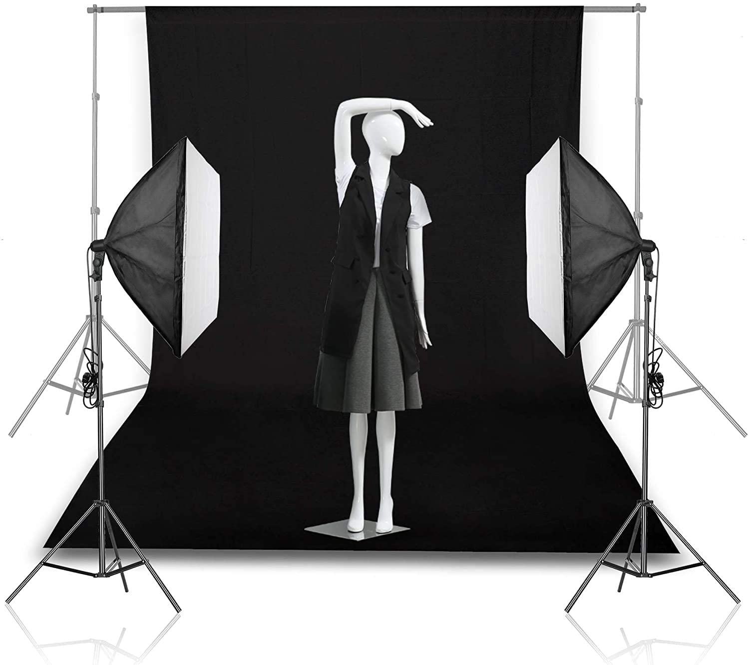 HIFFIN® x 12 FT Black LEKERA Backdrop Photo Light Studio Photography