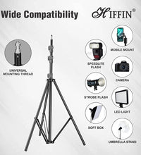 HIFFIN® Extra-Heavy-Duty 7 feet Light Stand - Portable & Foldable Stands for Ring Light, Flash, Reflector, Diffuser, Professional Photo & Video Studio Shooting