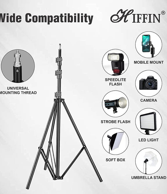 HIFFIN® Extra-Heavy-Duty 7 feet Light Stand - Portable & Foldable Stands for Ring Light, Flash, Reflector, Diffuser, Professional Photo & Video Studio Shooting