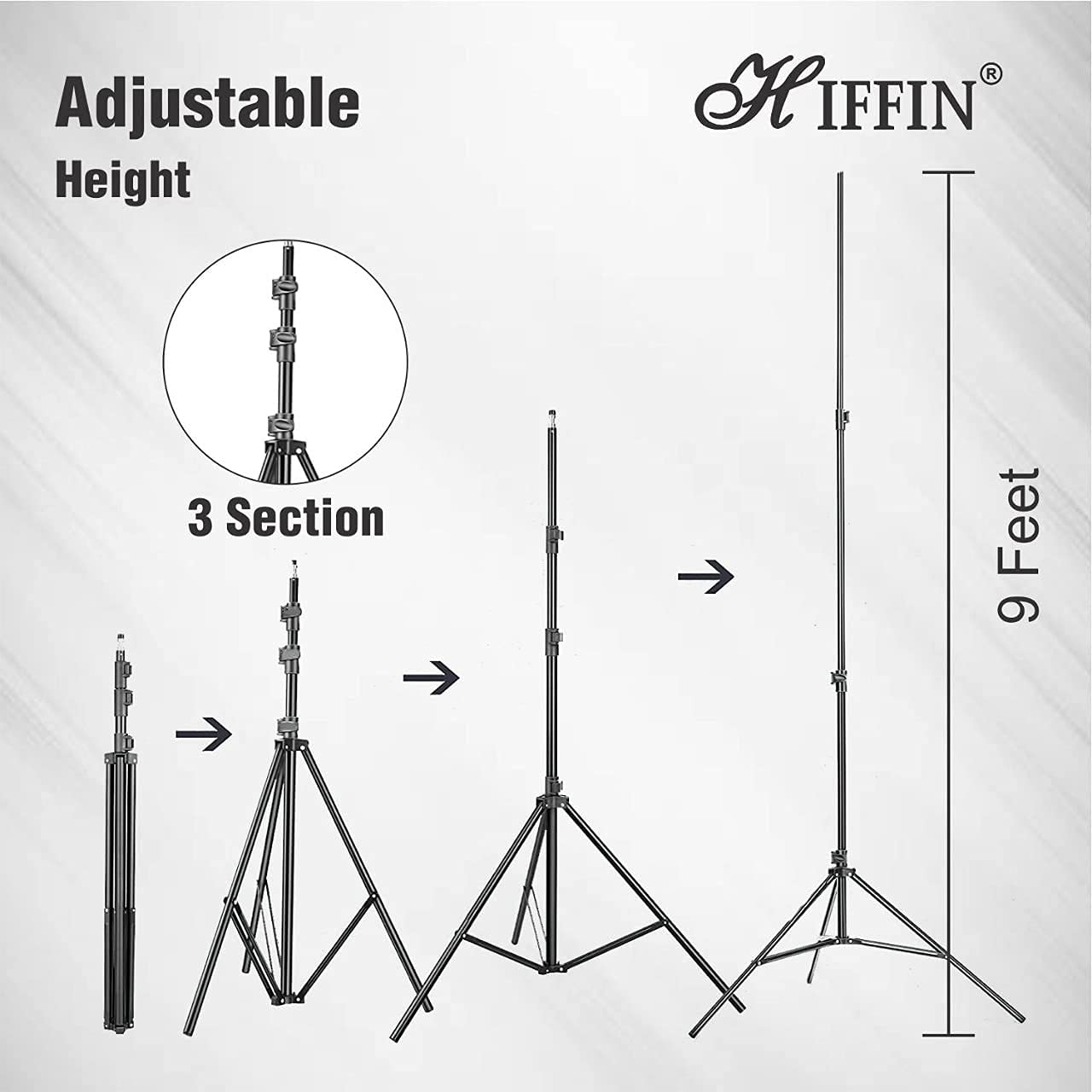 HIFFIN® HF- SPL Reflector Stand Kit 9ft Stand with Reflector Stand | Reflector 32-inch / 107 cm 5 in 1 Collapsible Multi-Disc Light Reflector with Bag - Translucent, Silver, Gold, White and Black