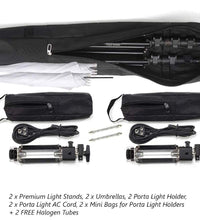 HIFFIN® Extra-Heavy-Duty Porta Kit (14 feet) with Pair of Light Stands, Porta Lights and Umbrellas Professional Studio Setup