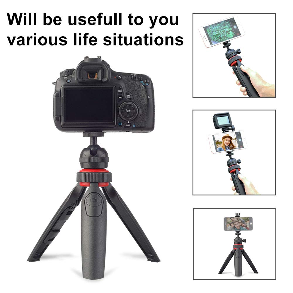 Lensgo Mini Tripod Camera Holder, Desktop Compact DSLR Table Stand, for Cell Mobile Phone GoPro iPhone