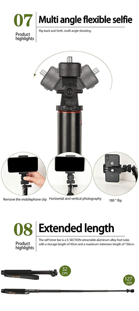 HIFFIN® ZP002 Selfie Stick Aluminum Alloy Holder Tripod for Mobile and GO PRO Camera