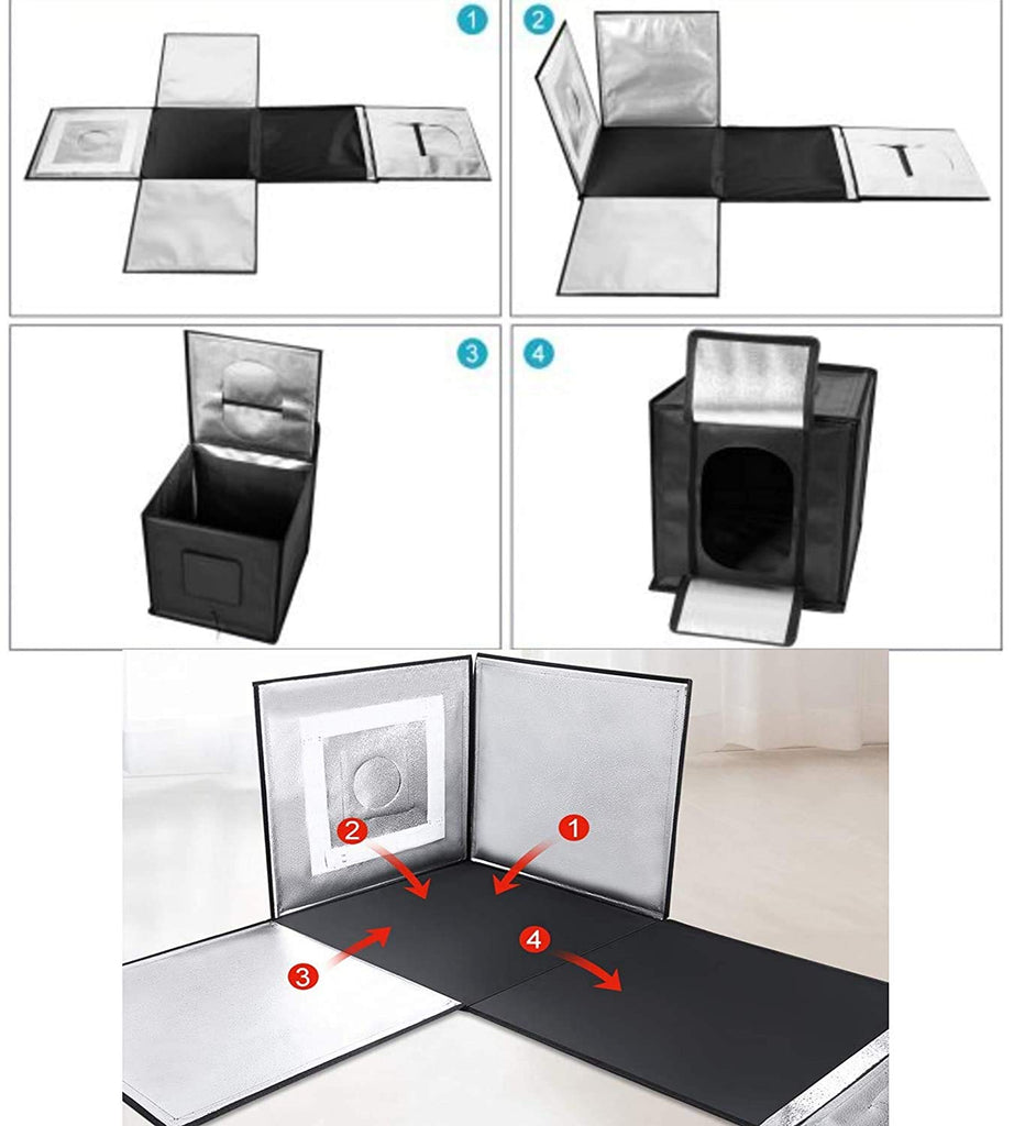 HIFFIN® 832"/80CM Photo Studio Light Box Shooting Tent, Adjustable 126 LED Panel Light Bulbs with Table Top Softbox Cube, 3 Colors Backdrops(Black...