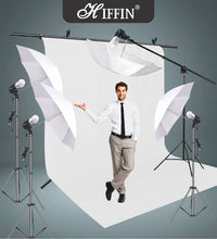 HIFFIN® White Screen Backdrop 6x10 ft with 9 ft Stand 6x9 ft Photography Backdrop with 2 Pcs Spring Clamps, 1PCs Carry Bag (T Shape Kit C2 C1 W & Double Holder Kit M4)