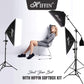 HIFFIN® Photography 5 Point Lighting Kit Background Support System with 1 White Color Backdrop, 2 Umbrella, 3 Softbox, Continuous Lighting Backdrop Kit...