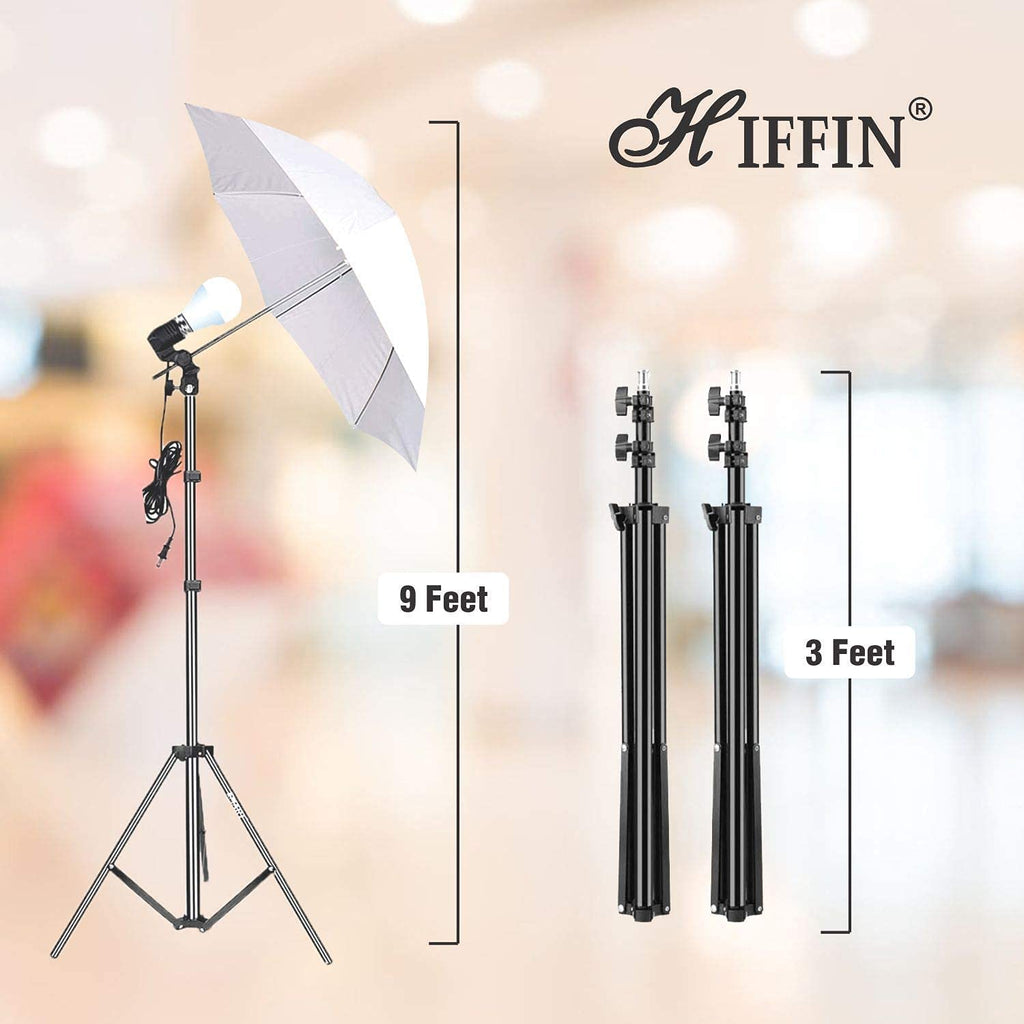 HIFFIN® Photography Lighting Kit Background Support System with 1 Color Backdrop, 2 Umbrella, 3 Softbox, Continuous Lighting Backdrop Kit for Photo...