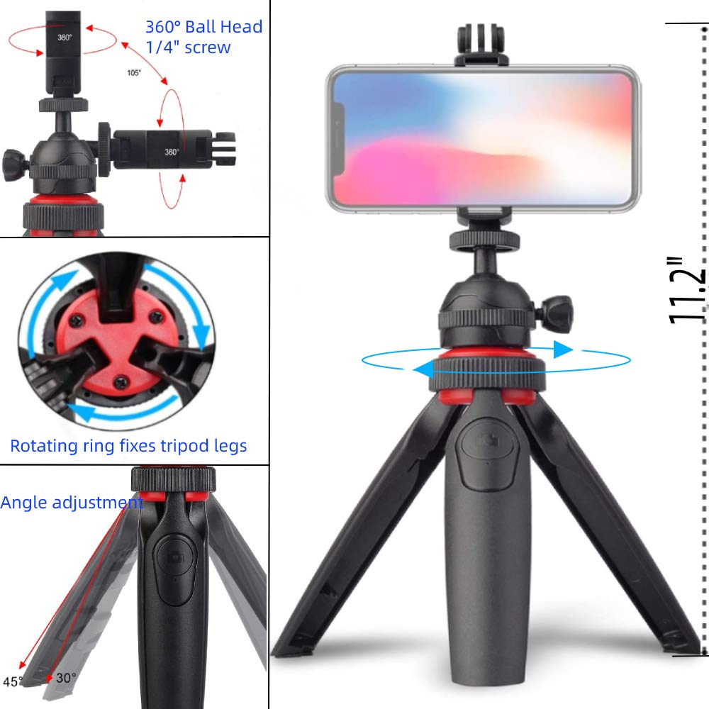 Lensgo Mini Tripod Camera Holder, Desktop Compact DSLR Table Stand, for Cell Mobile Phone GoPro iPhone