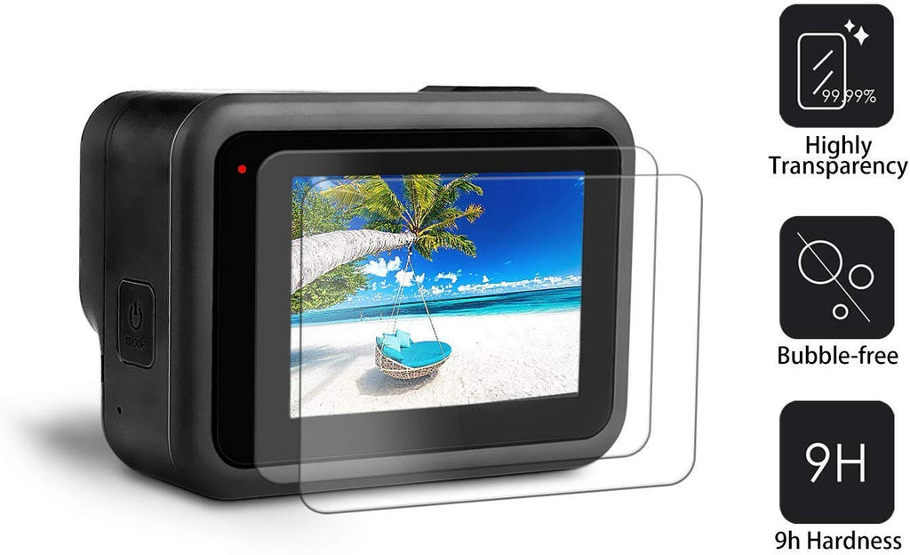 HIFFIN® Action Pro 9H Tempered Glass Film Screen Guard LCD Lens Protector Compatible with GoPro Hero 8 (Pack of 2)